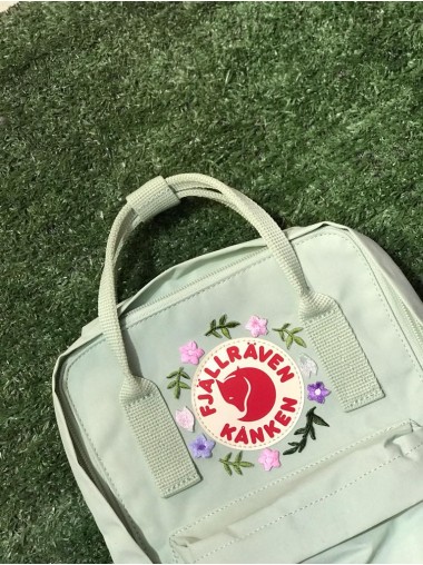 Fjallraven Kanken Mini - Mint Green / Sakura and Leaf 
